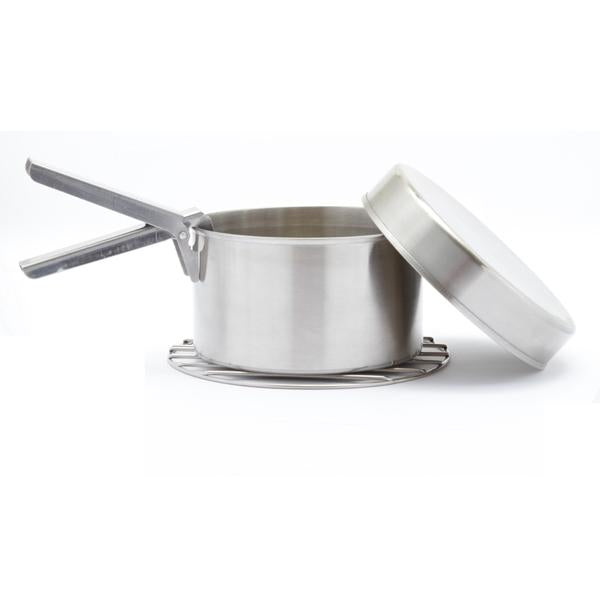 Kelly Kettle large stainless steel cookset with pot lid and grill for Basecamp and Scout kettles