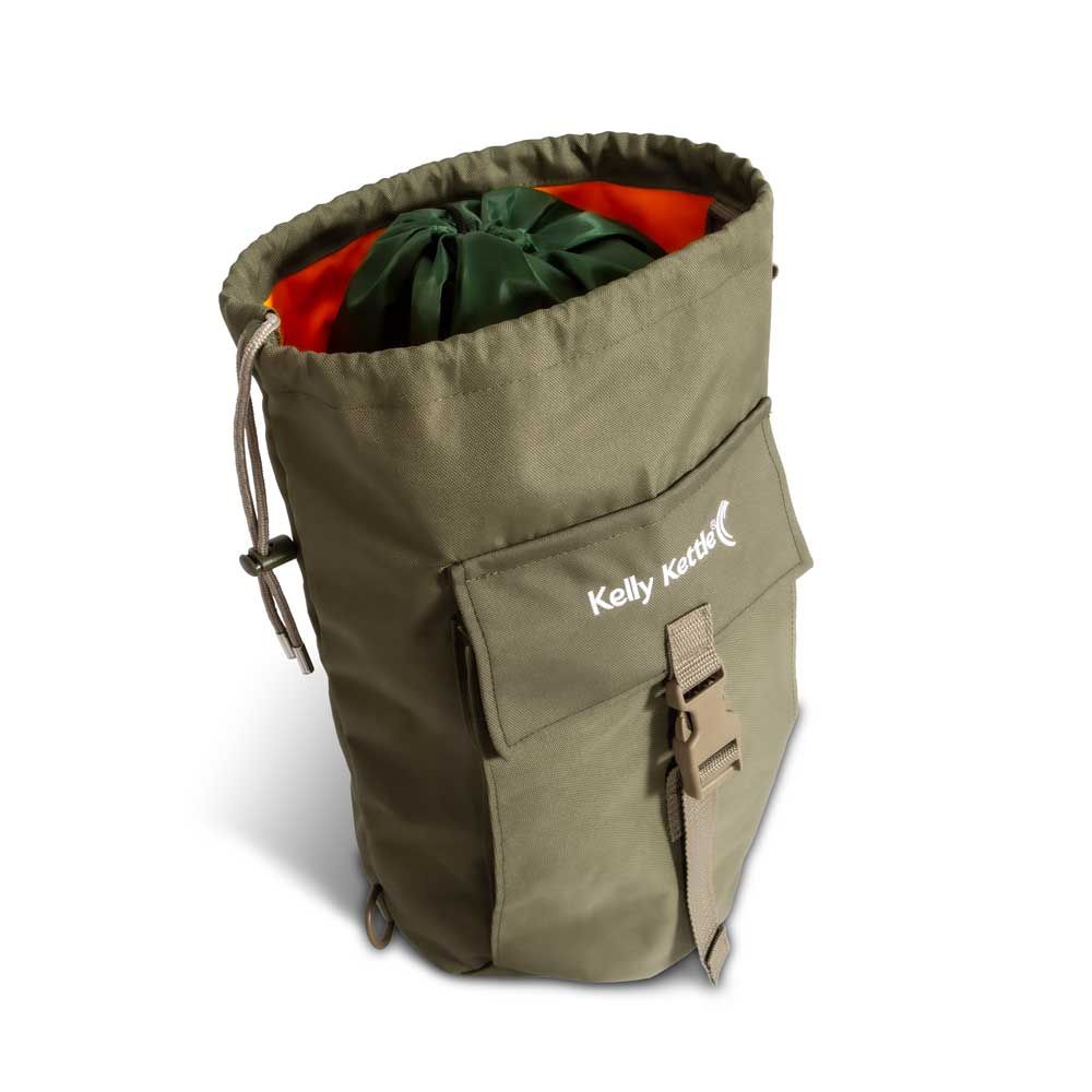 Kelly Kettle heavy duty green kit bag with shoulder strap for camping gear storage

