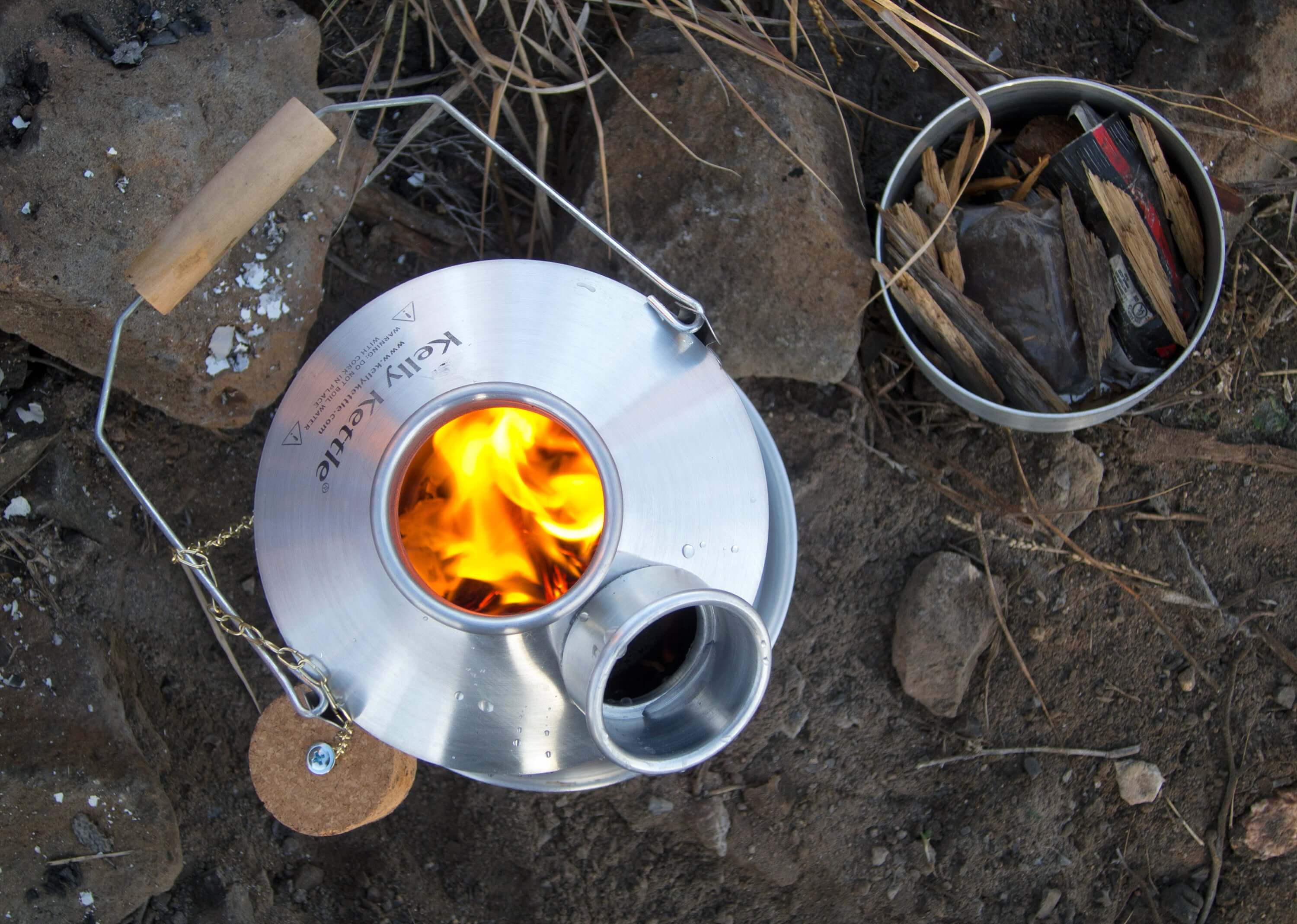 Kelly Kettle Basecamp 1.6L stainless steel camping kettle view from the top