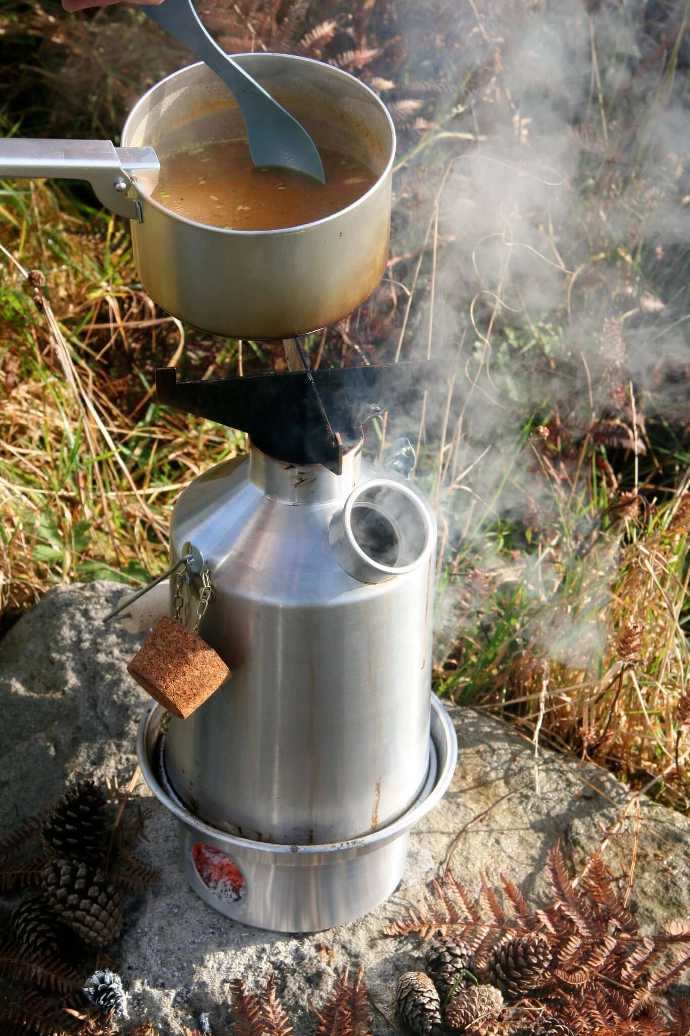 Kelly Kettle Scout 1.2L stainless steel camping kettle with carry bag and whistle
cooking