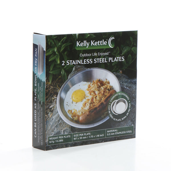 Kelly Kettle stainless steel camping plates set of 2 for outdoor dining box shot